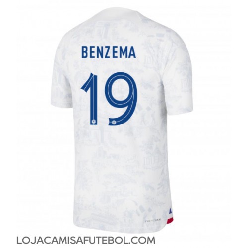 Camisa de Futebol França Karim Benzema #19 Equipamento Secundário Mundo 2022 Manga Curta